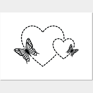 Butterflies with Hearts Posters and Art